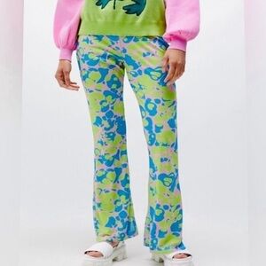 Another Girl Abstract Print Flare Pants